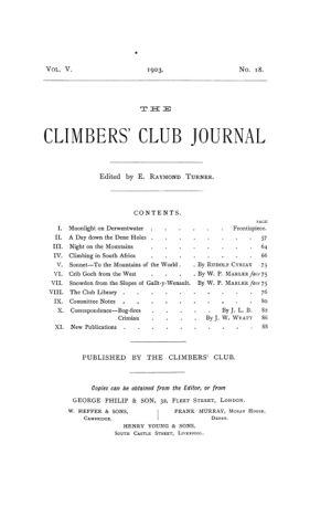 Climbers' Club 1903 Vol.5 No.18 Journal cover